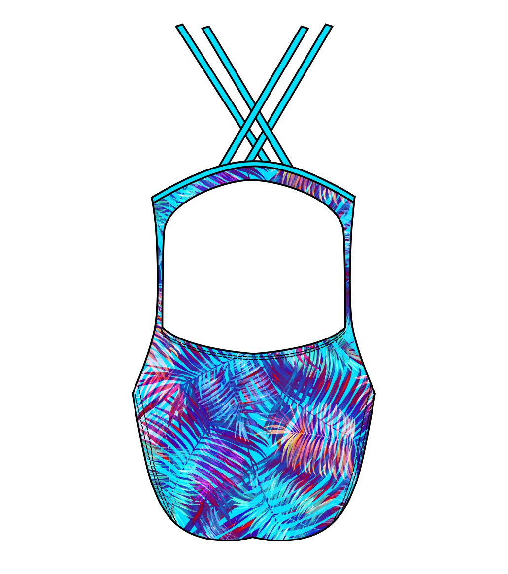 Female fastback swimsuit Blue Palm Martin West Designs