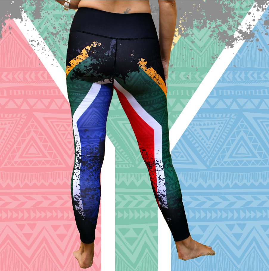 South African Flag High waist leggings three quarter length. (2424) –  Martin West Designs