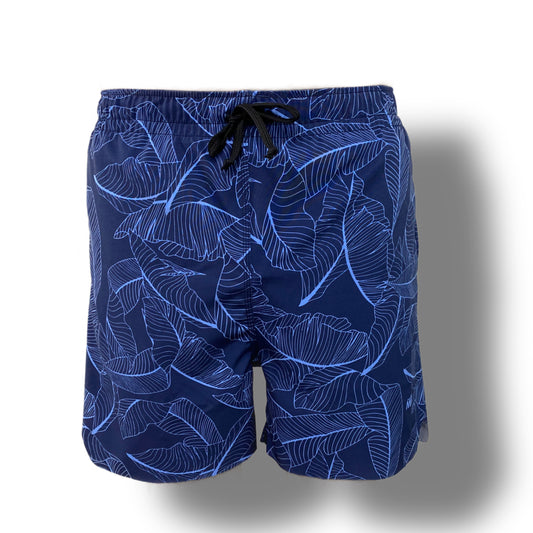 BANANA PALM  BLUE  LASERCUT PERFORMANCE FISHING SHORTS / SWIM SHORTS