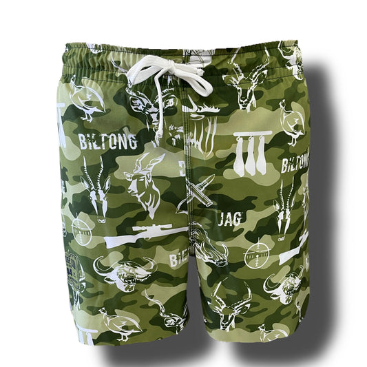 44 KLUB DARK GREEN CAMO LASERCUT PERFORMANCE FISHING SHORTS / SWIM SHORTS (3629)