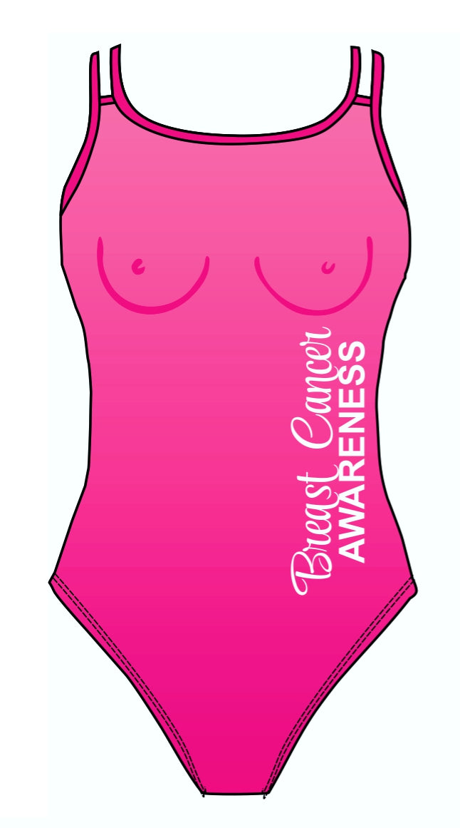 Female fastback swimsuit -  BREAST CANCER AWARENESS BOOBIES