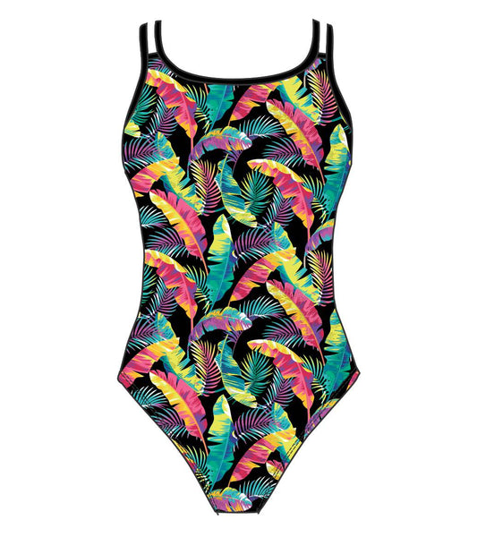 Female fastback swimsuit - FLASHY FOLIAGE 3632