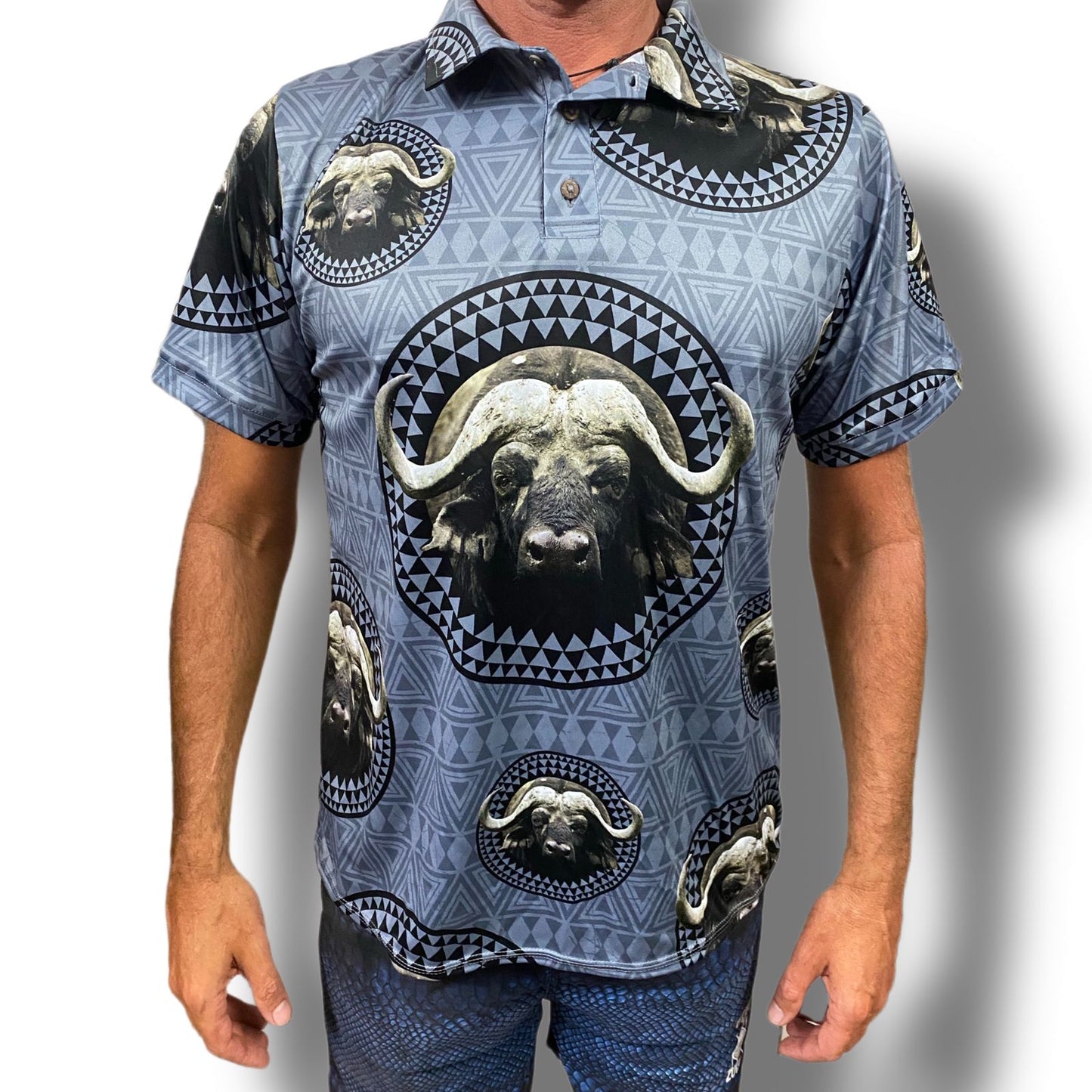 BUFFALO inyathi UTHOZULU Printed Golf Shirt