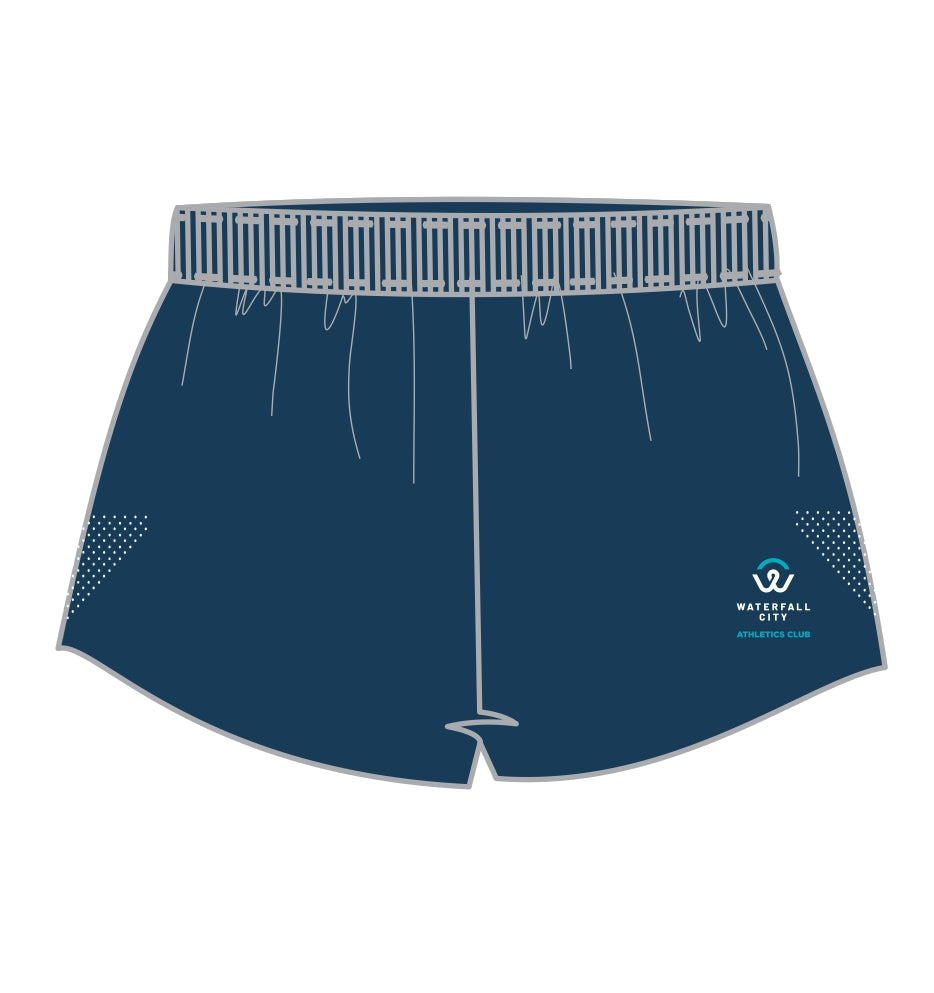 Waterfall City Athletics Club - UNISEX-  SHORT RUN SHORTS - 3 INCH - NO POCKETS