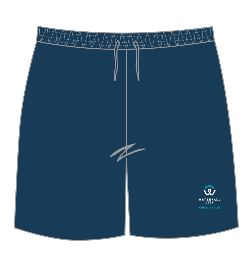 Waterfall City Athletics Club  UNISEX- LASERCUT SOCIAL SPORTS SHORTS (WITH UNDERWEAR)(NO POCKETS)