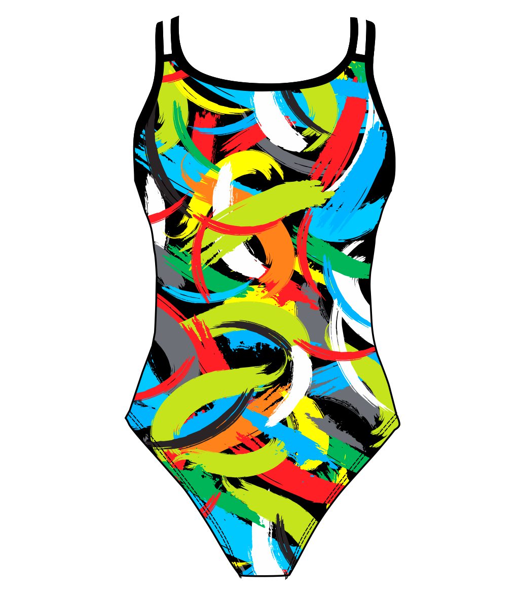 Female fastback swimsuit -  Brush Strokes