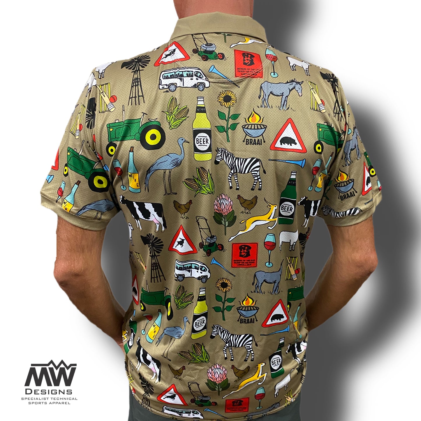 44 Suid Afrika - Khaki Printed Golf Shirt (3467)