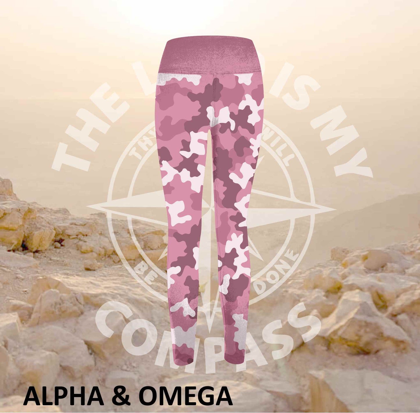 Alpha And Omega Be Strong Pink Camo Print Athleisure Tights