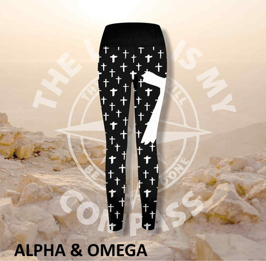 Alpha And Omega Christian Cross Print Athleisure Tights (3058)