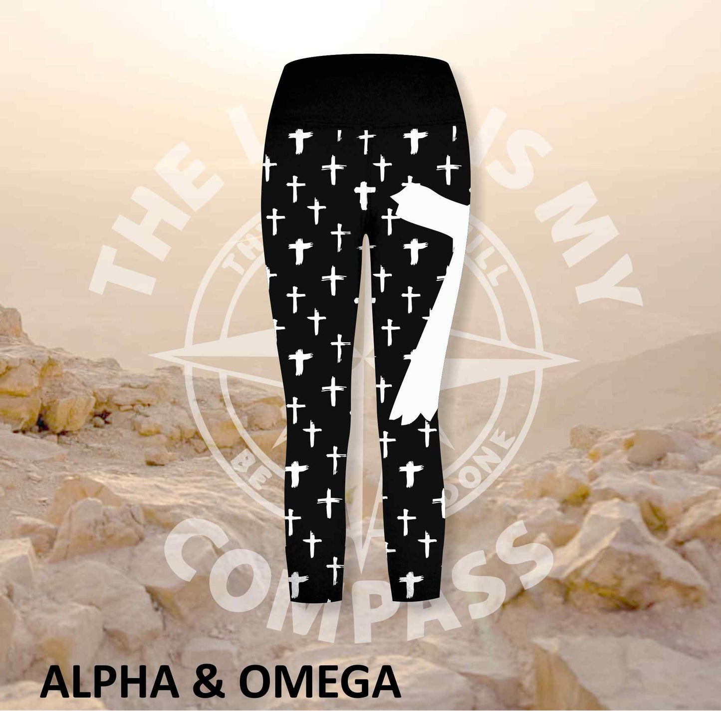 Alpha And Omega Christian Cross Athleisure Three Quarter Tights (3058)