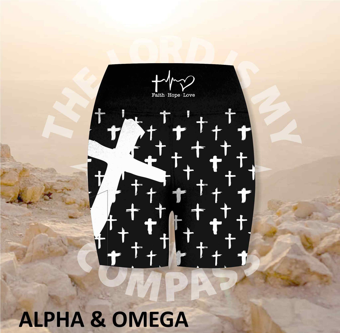 Alpha And Omega Christian Cross Athleisure Short Tights (3058)