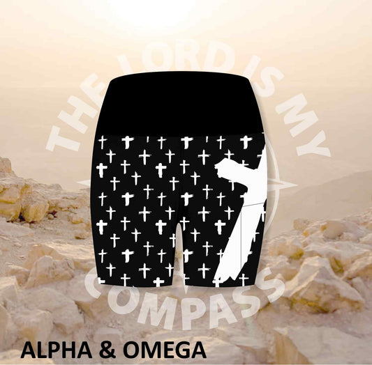 Alpha And Omega Christian Cross Athleisure Short Tights (3058)