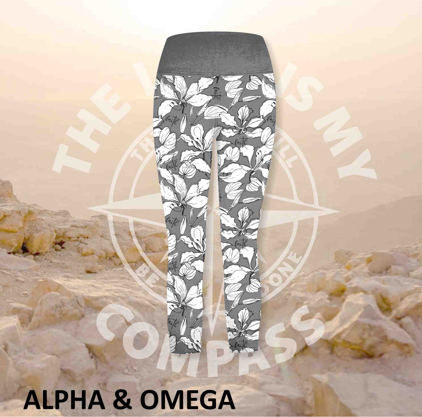 Alpha And Omega Faith Over Fear Print Three Quarter  Athleisure Tights