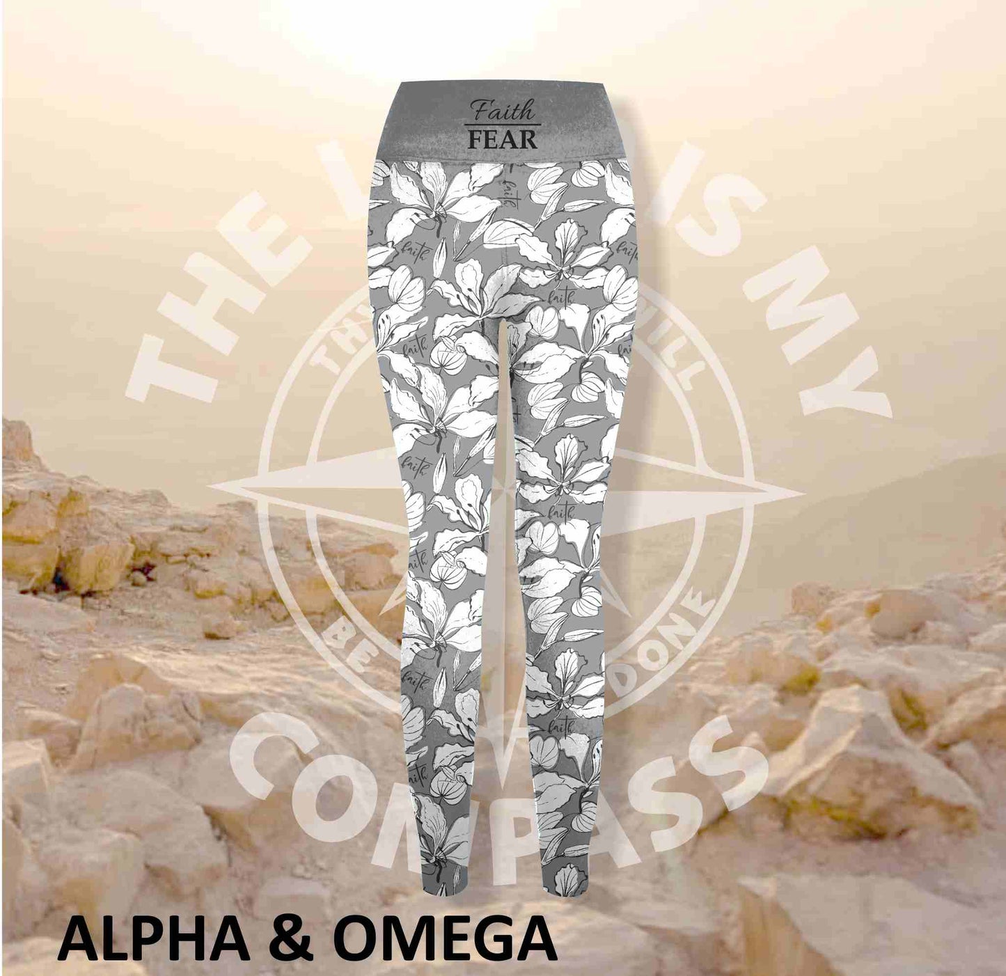 Alpha And Omega Faith Over Fear Print Athleisure Tights