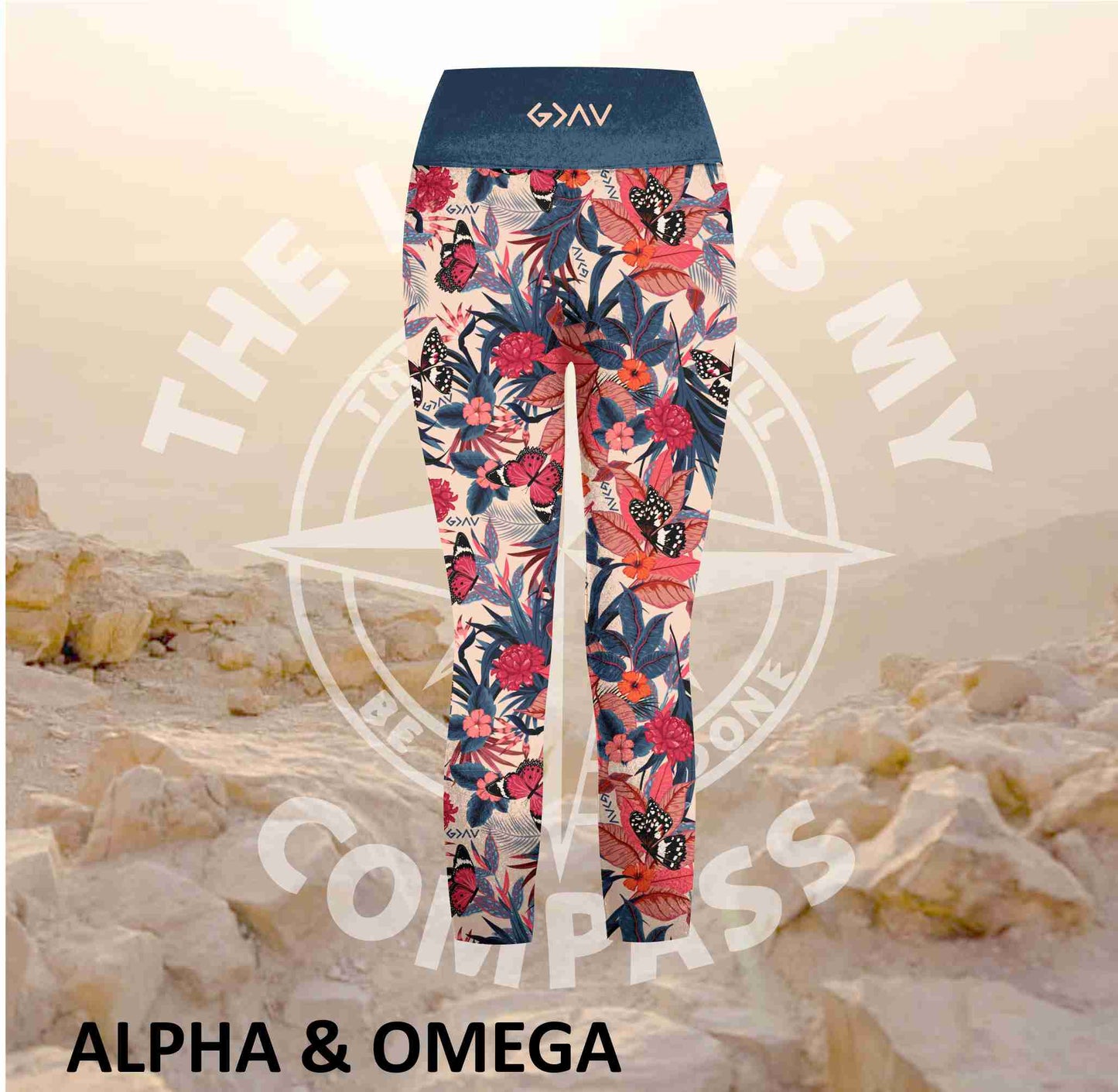 Alpha And Omega God is Great Athleisure Three Quarter Tights