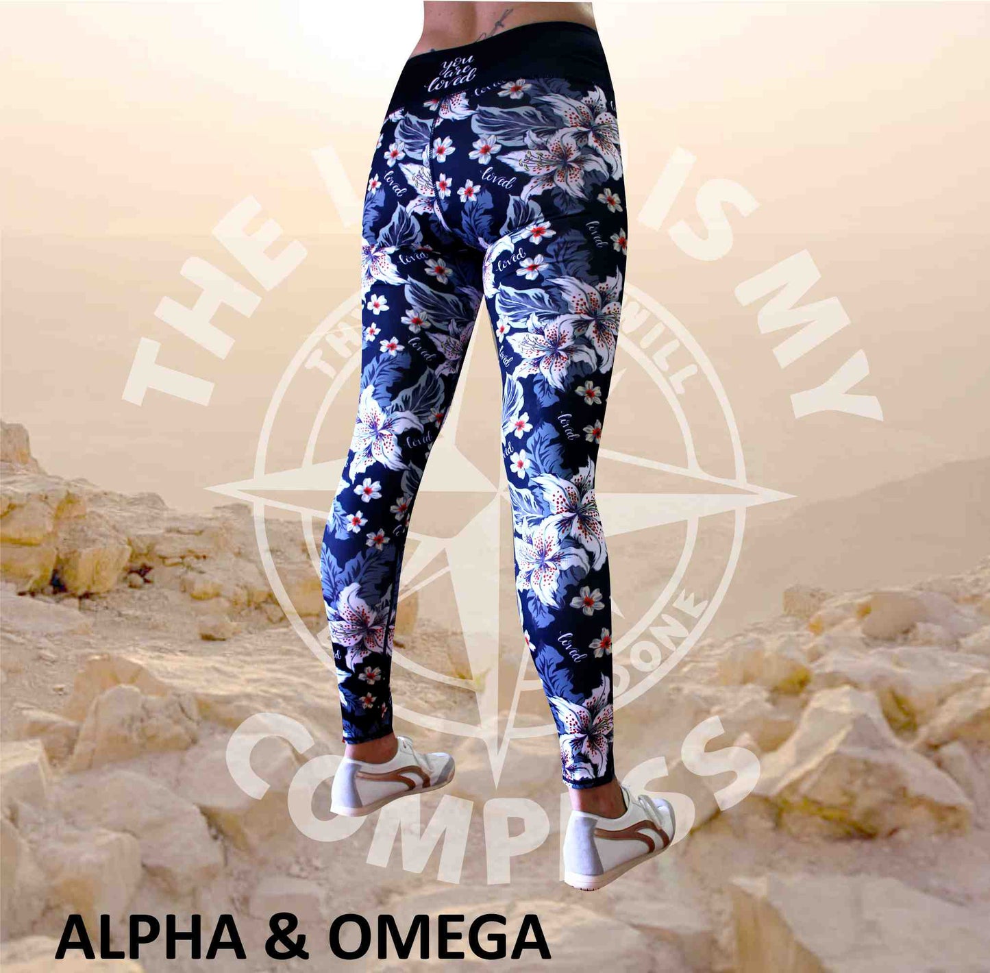 Alpha And Omega Believe Lilly Love Print Athleisure Tights