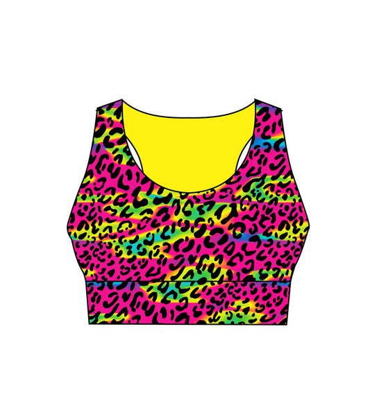 Psychedelic Animal Ladies Active Crop Top