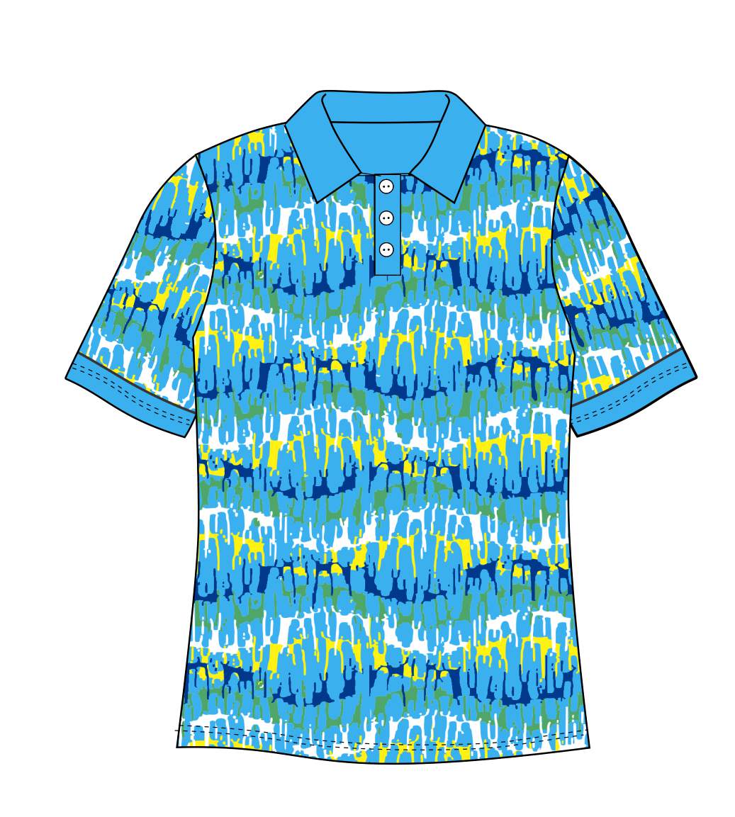 Female Blue Reflection Custom Printed Golf Shirt