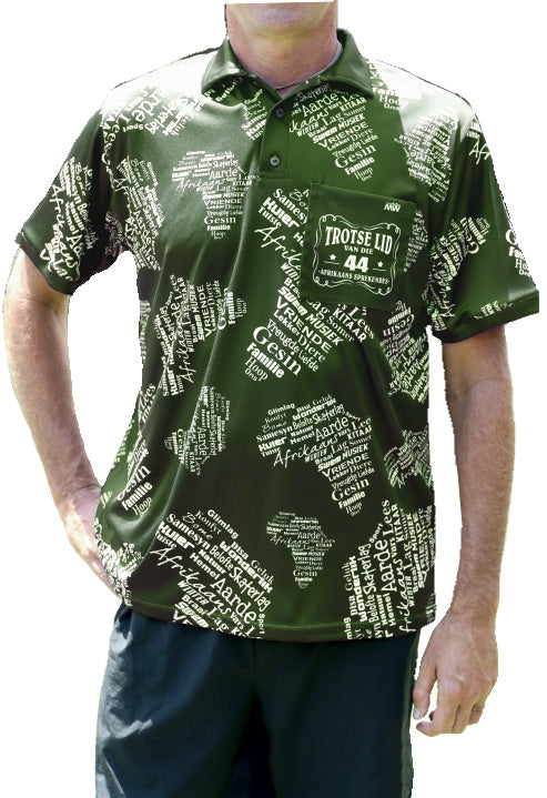 44 Afrika Olive Printed Golf Shirt