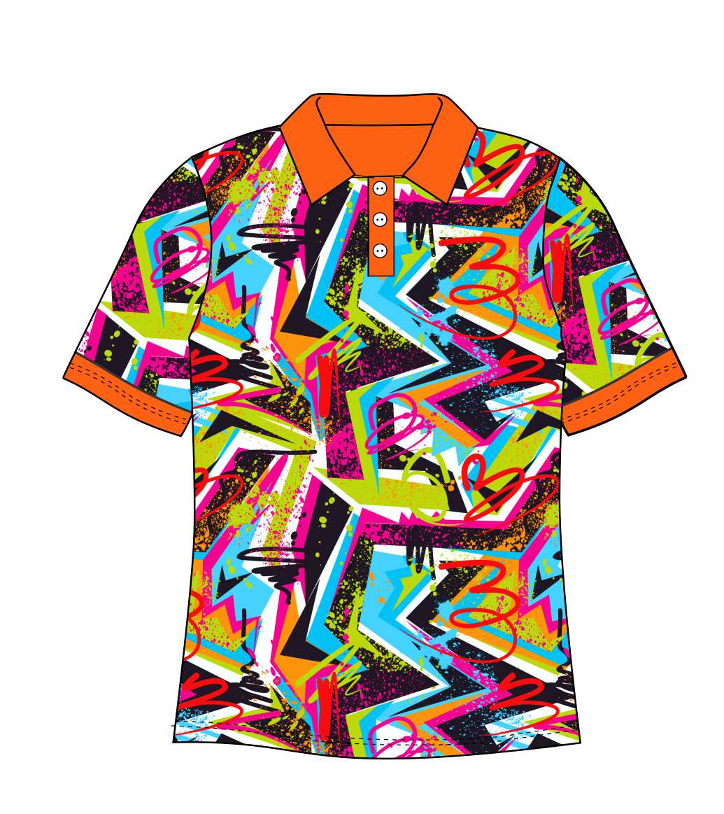 Male  Cool Vibes Custom Printed Golf Shirt (3221)