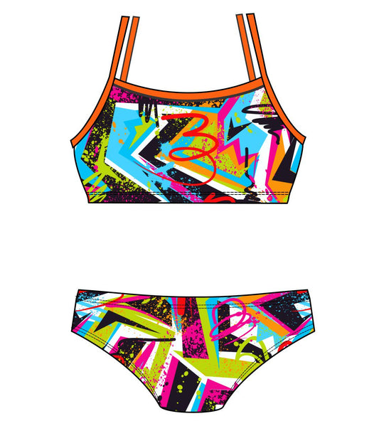 Female 2 piece training bikini  - Cool Vibes Neon (3221)