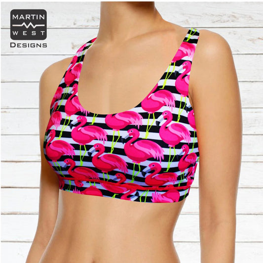 Female Flamingo run/paddle/swim reversible Crop Top