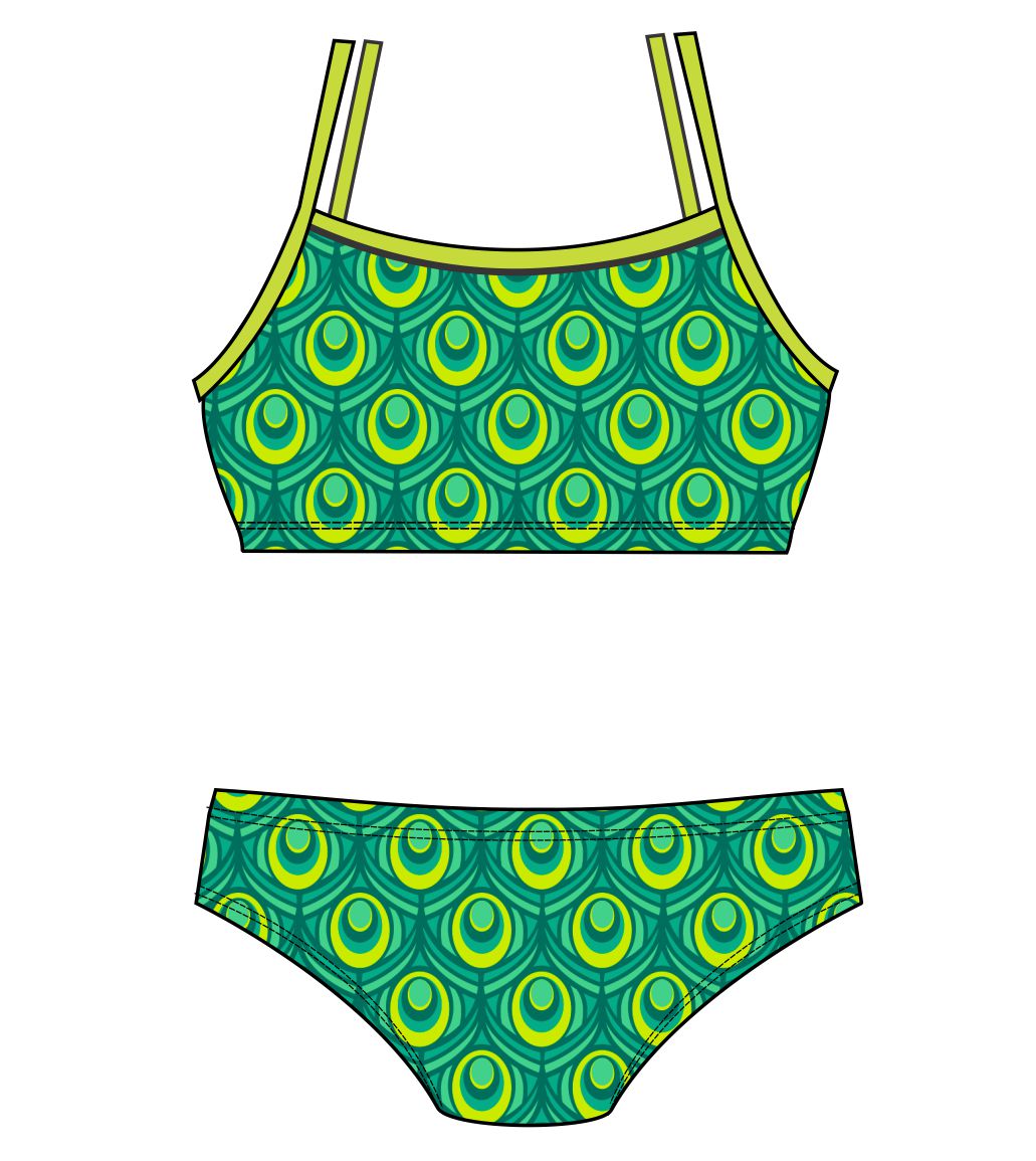 Female 2 piece training bikini  -  Jade Peacock