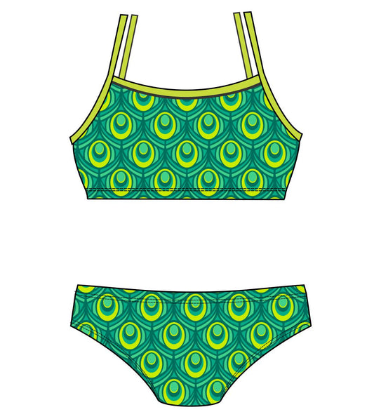 Female 2 piece training bikini  -  Jade Peacock