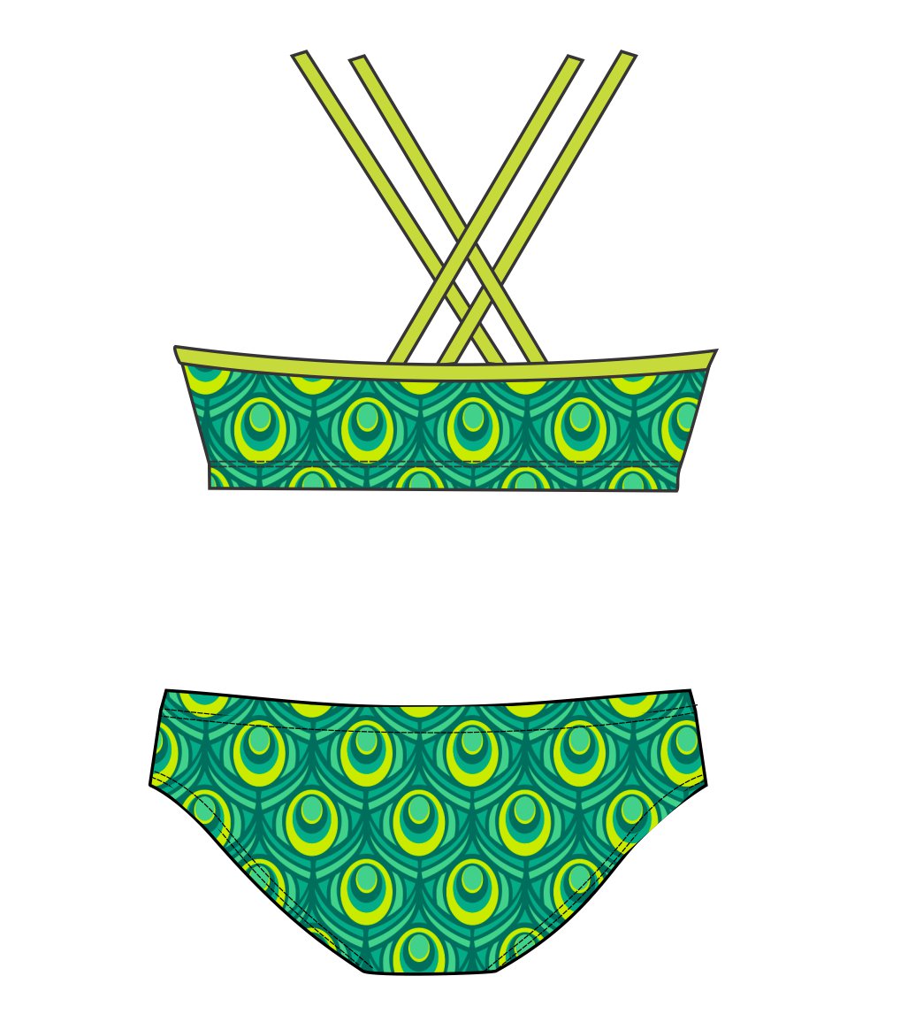 Female 2 piece training bikini  -  Jade Peacock