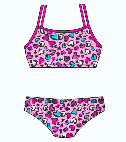 Female 2 piece training bikini  -  Love Leopard