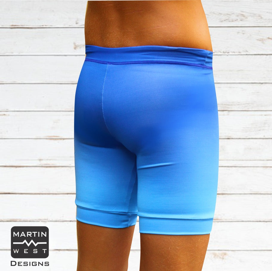 Male Indo Blue Ombre  run/paddle shorts