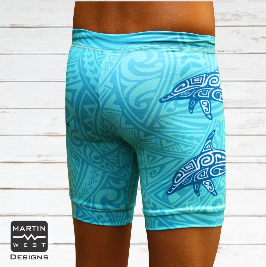 Male Tattoo Dolphin run/paddle shorts