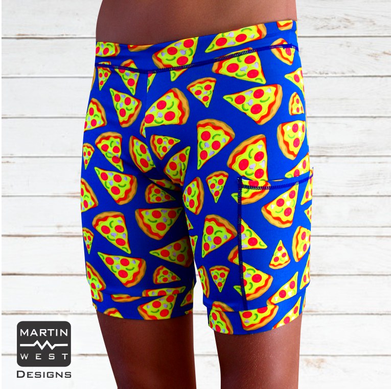 Male Neon Pizza Swim/run/paddle shorts