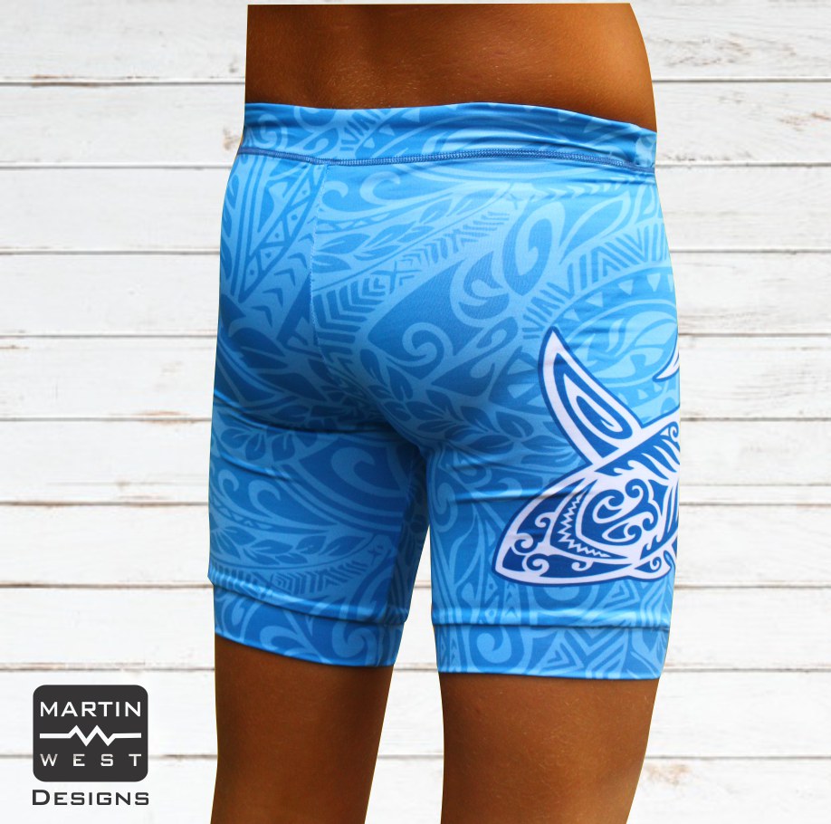 Male Tattoo Shark run/paddle shorts