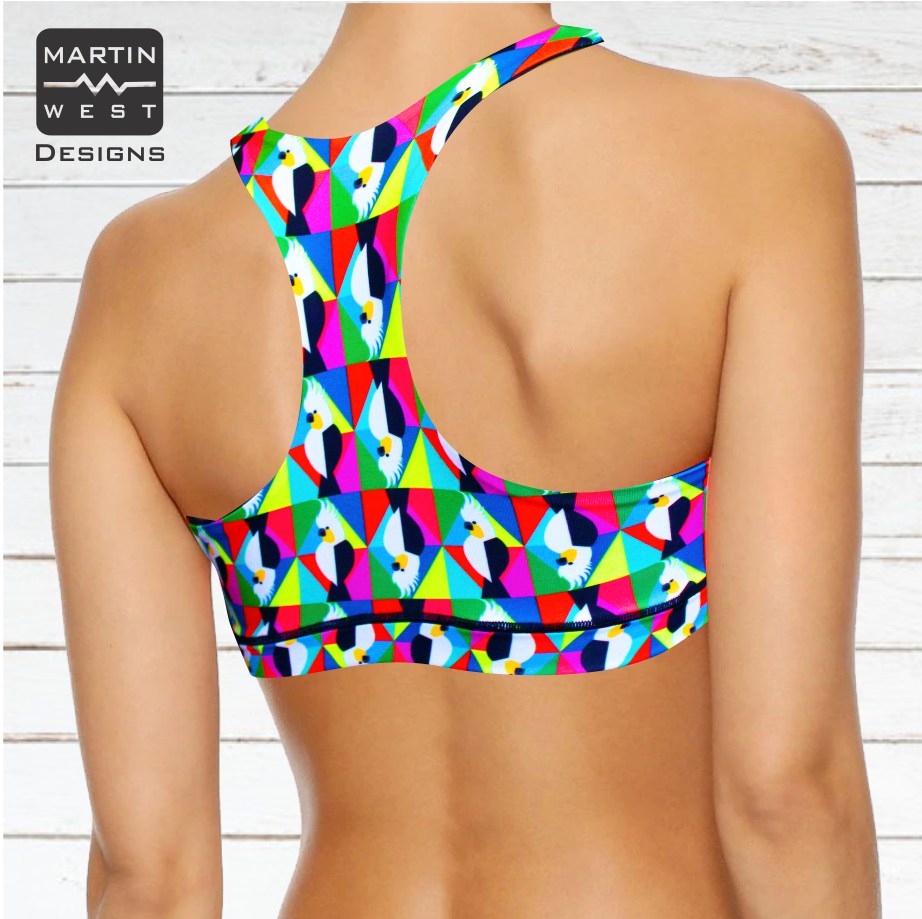 Female Parrot run/paddle/swim reversible Crop Top