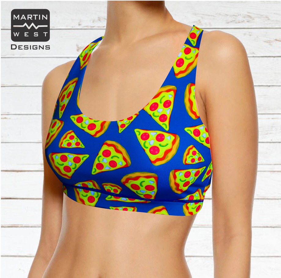 Female Pizza run/paddle/swim reversible Crop Top