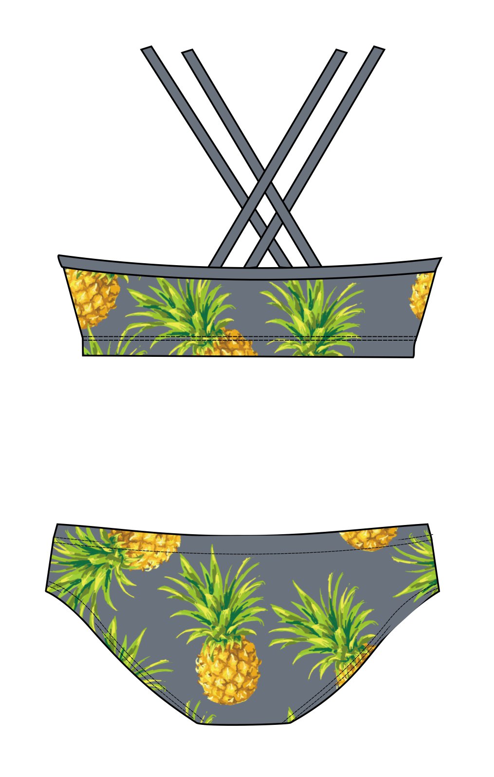 Female 2 piece training bikini -  Pineapples