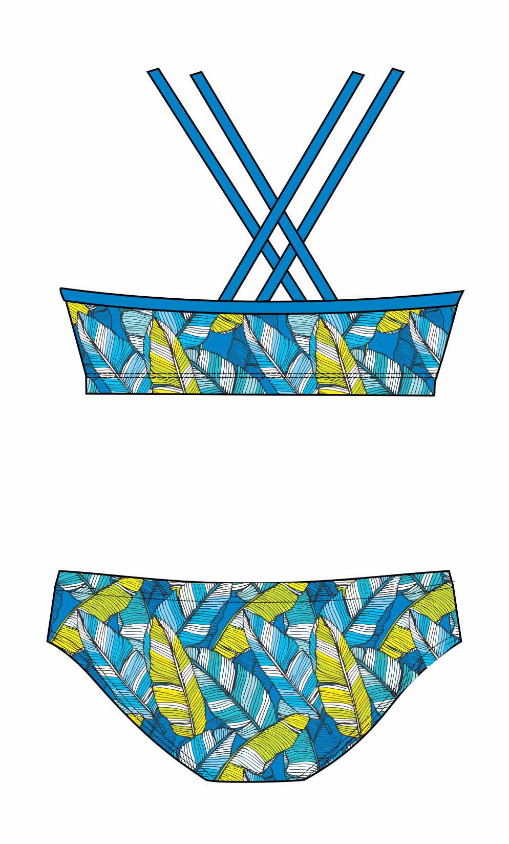 Female 2 piece training bikini -  Banana Leaf