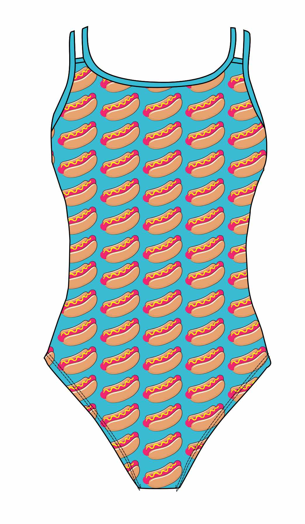 Female fastback swimsuit - Hot Dog