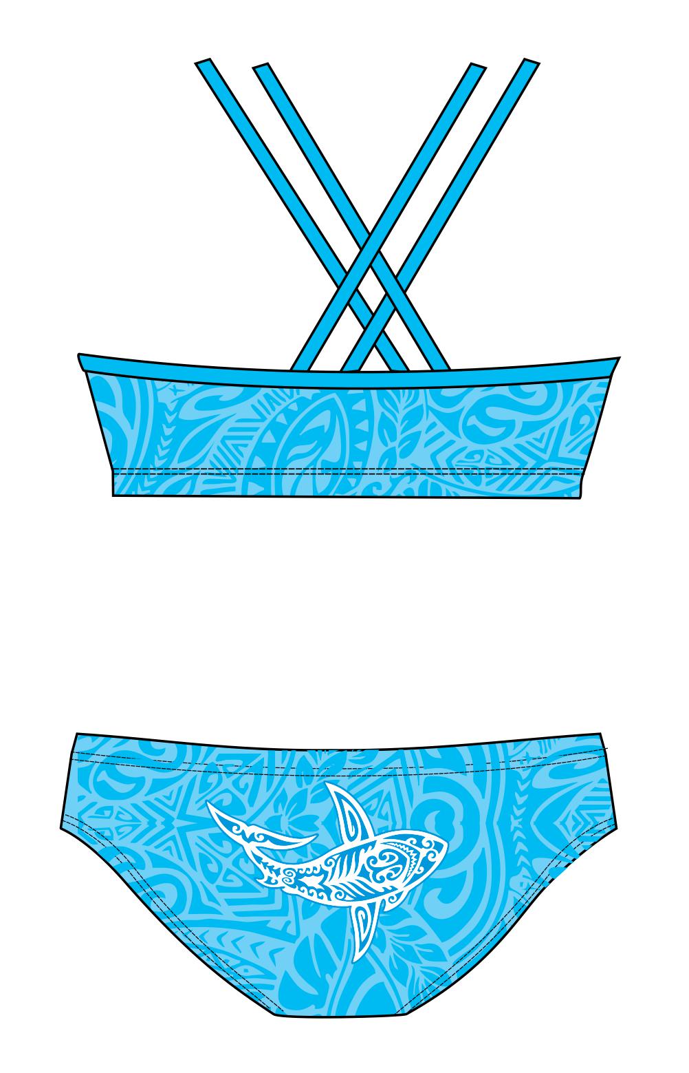 Female 2 piece training bikini -  Tattoo Shark