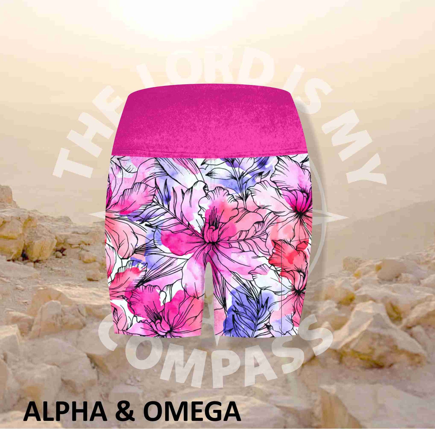 Alpha And Omega Floral Faith Athleisure Short Tights