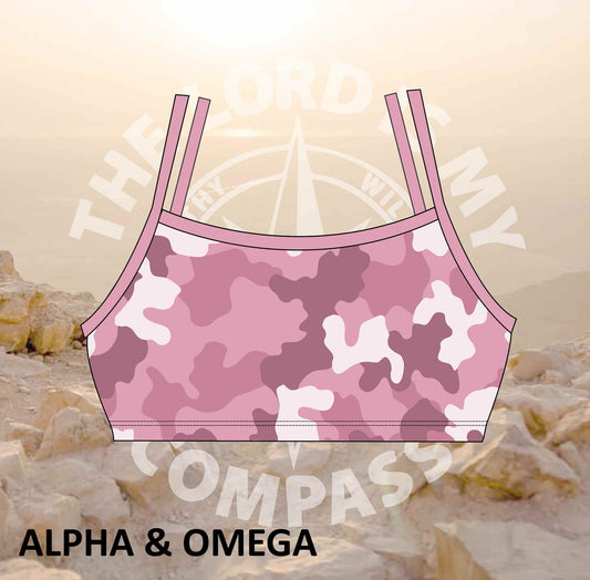 Alpha And Omega Be Strong Pink camo Bikini Top