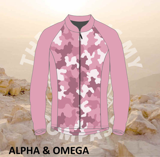 Alpha And Omega Be Strong Pink Camo Print Trail Jacket