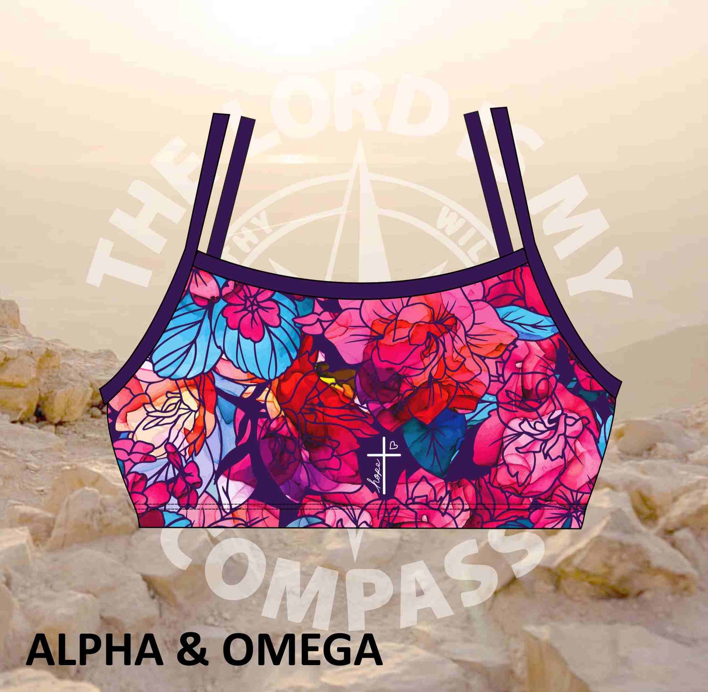 Alpha And Omega Purple Floral Bikini Top (3235)