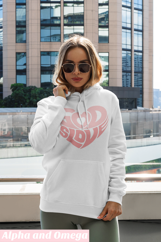 Alpha And Omega God is Love White Hoodie