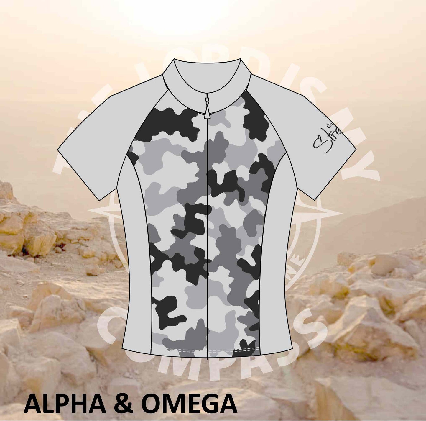 A&O  Strength Grey Camo Pro Cycling Shirt