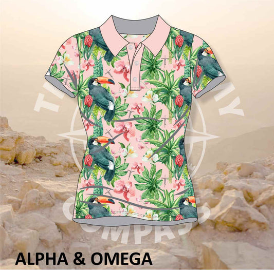 Alpha and Omega Garden of Eden Ladies Golf Shirt