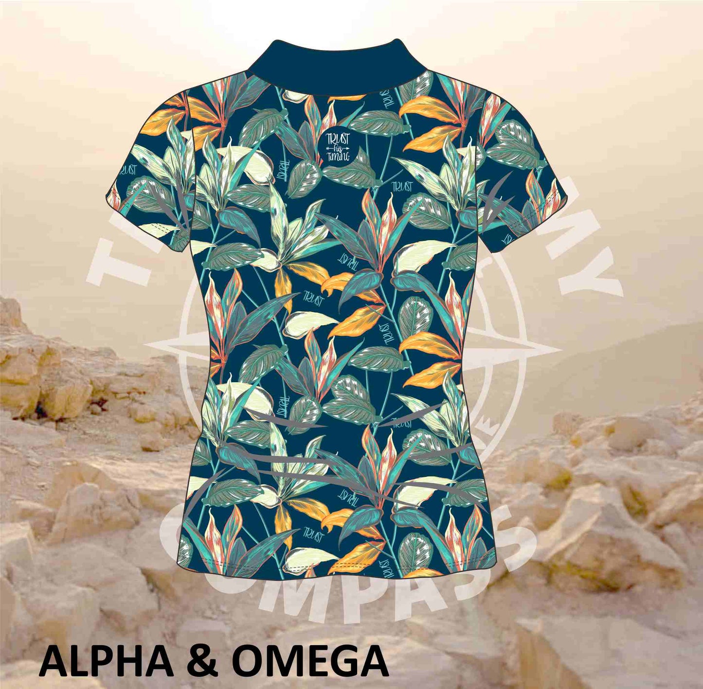 Alpha and Omega Trust His Timing Ladies Golf Shirt