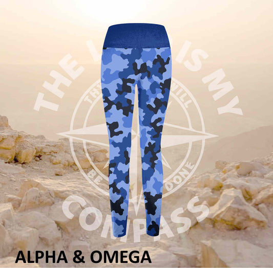 Alpha And Omega Warrior Blue Camo Athleisure Tights