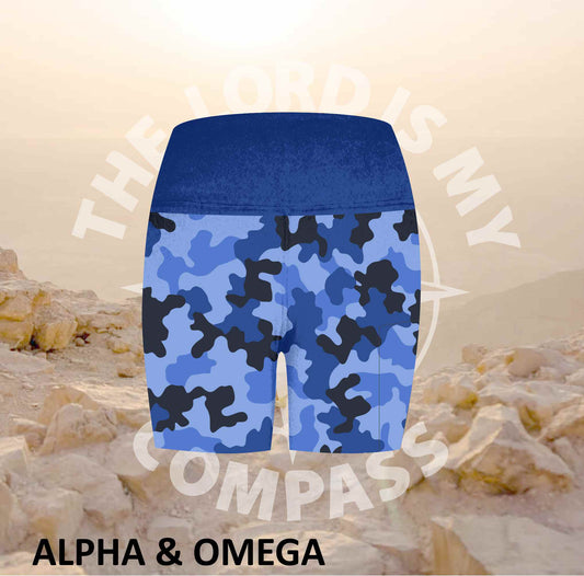 Alpha And Omega Warrior Blue  Camo  Athleisure Short Tights